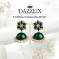 Classic Green Floral Jhumkas