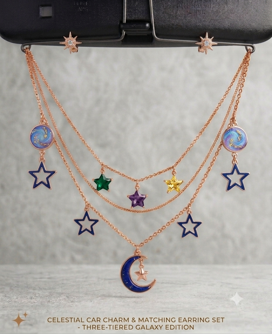 Multi-Layered Star & Moon Car Charm Hanger