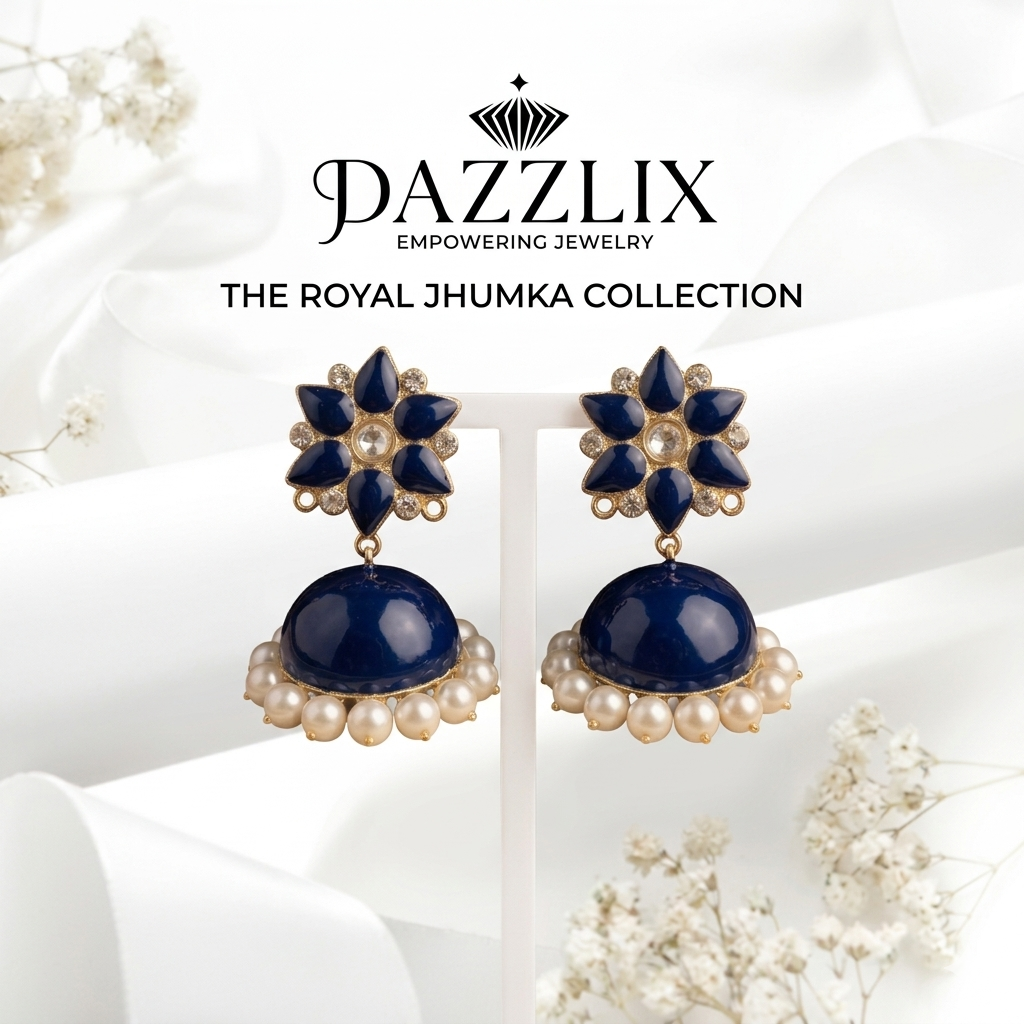 The Royal Blue Jhumka – Elegance Personified